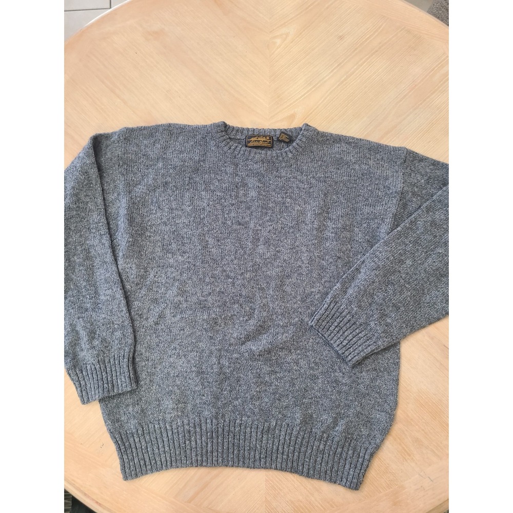 Eddie Bauer Sweater Mens Large Gray  Shetland Wool Crewneck Vintage